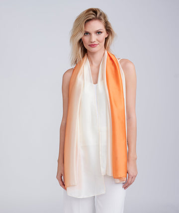 Orange Ombre Silky Scarf with Vibrant Hues