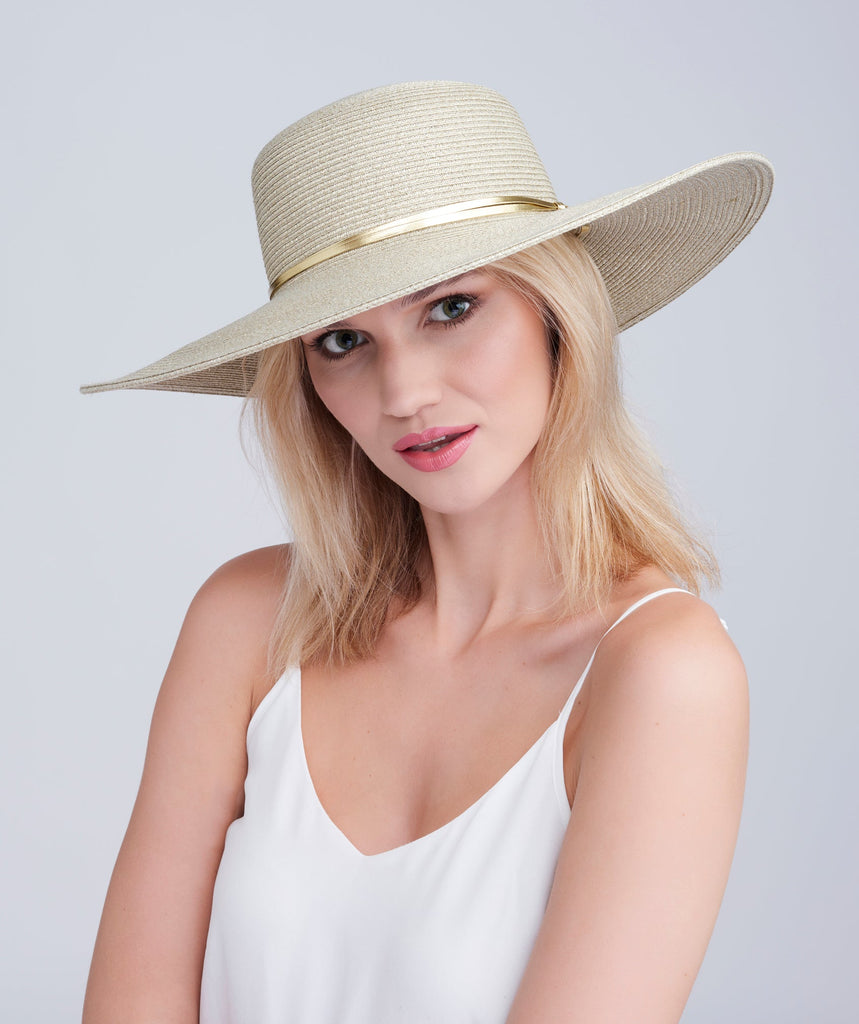 Gold Tone Weave Fedora with UPF 50 Sun Protection