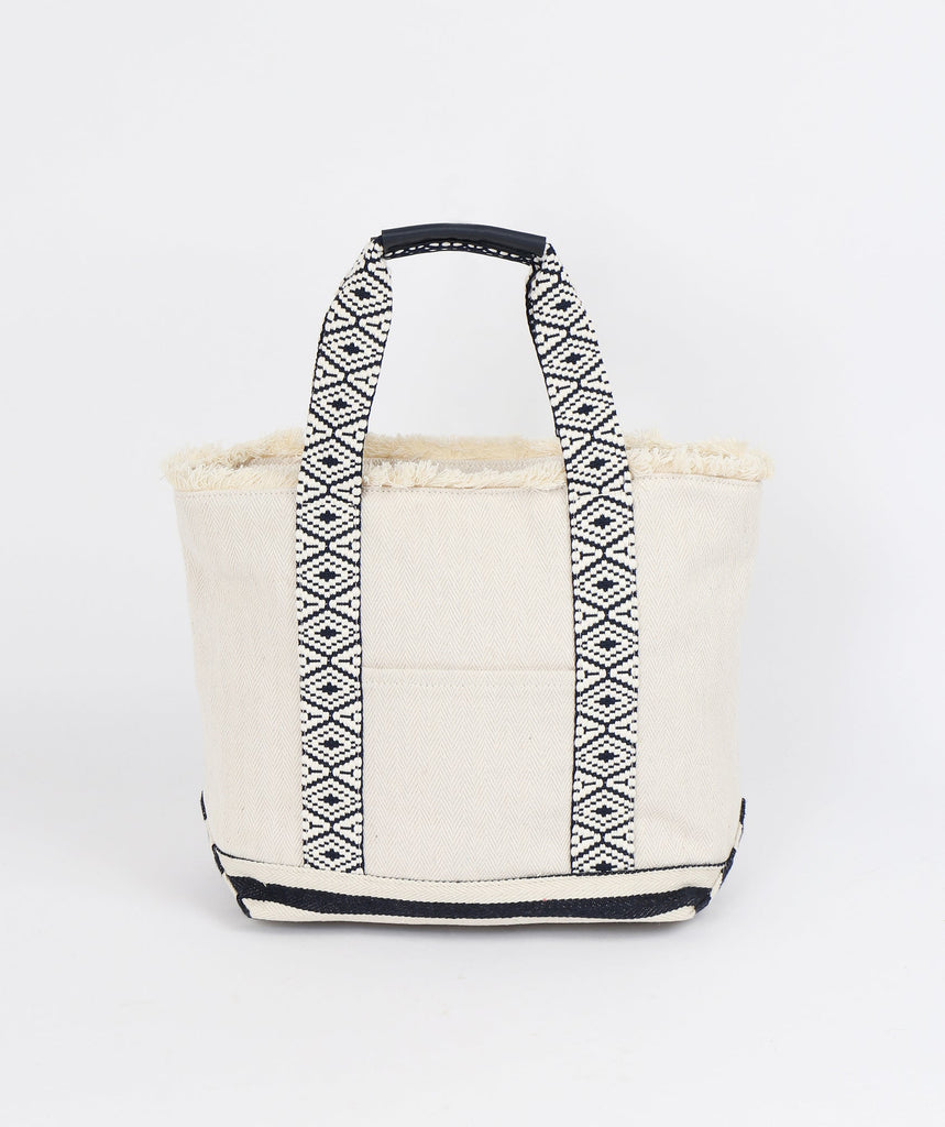 Cotton Summer Tote Bag - Cream Navy - Accessories, Bag, Melissa, Natural, Summer Accessories