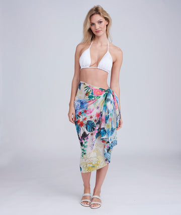 Pink Floral Paradiso Sarong - Lightweight, Easy Tie Design