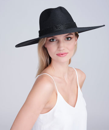 Black Wide Brim Straw Hat with UPF 50 Protection