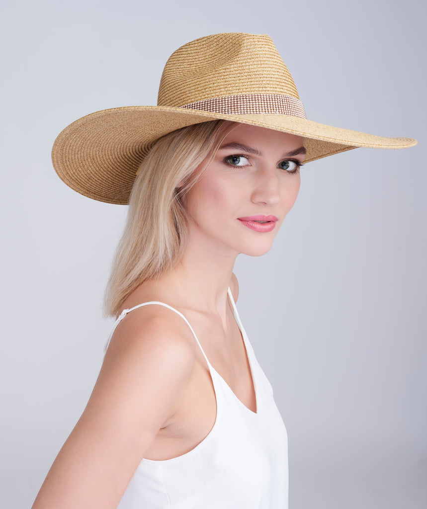 Tan Wide Brim Sun Hat with UPF 50