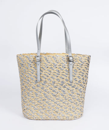 Silver Straw Summer Tote Bag