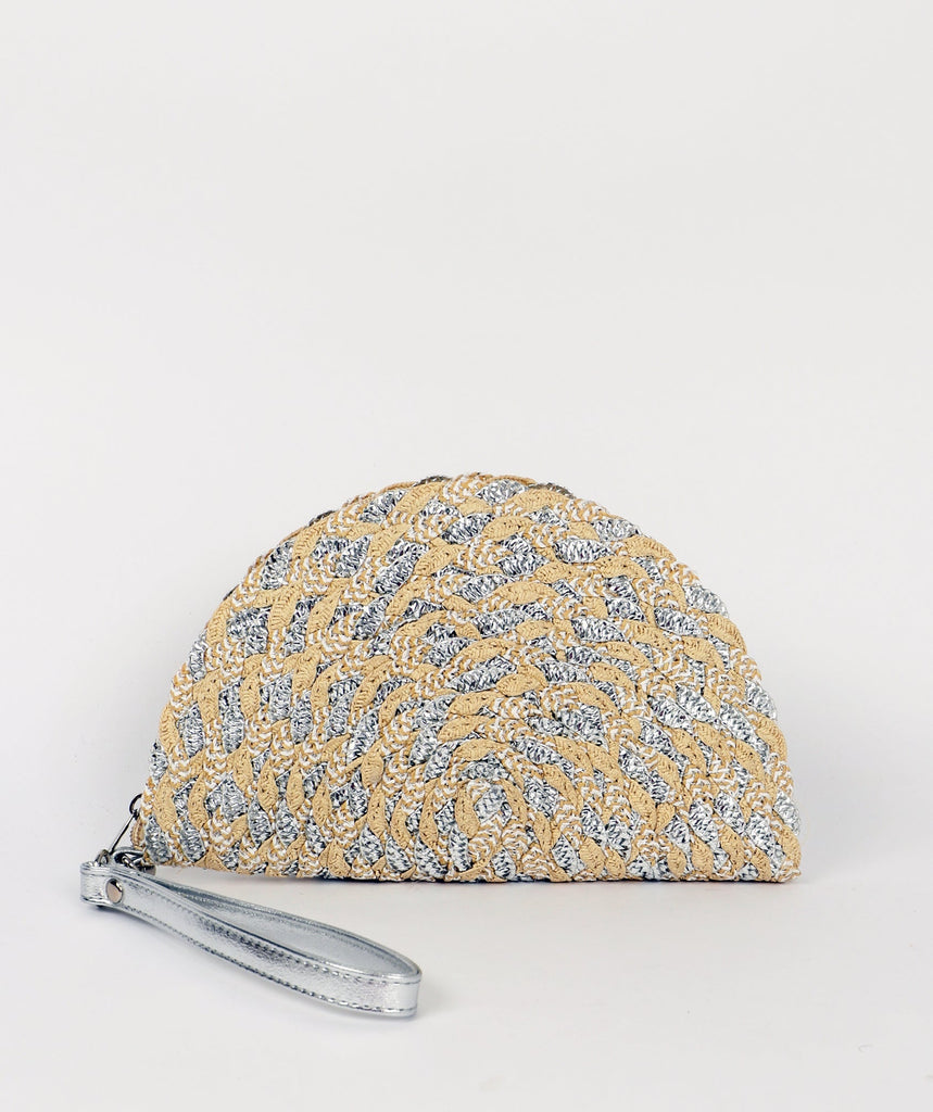 Silver Straw Summer Clutch Bag