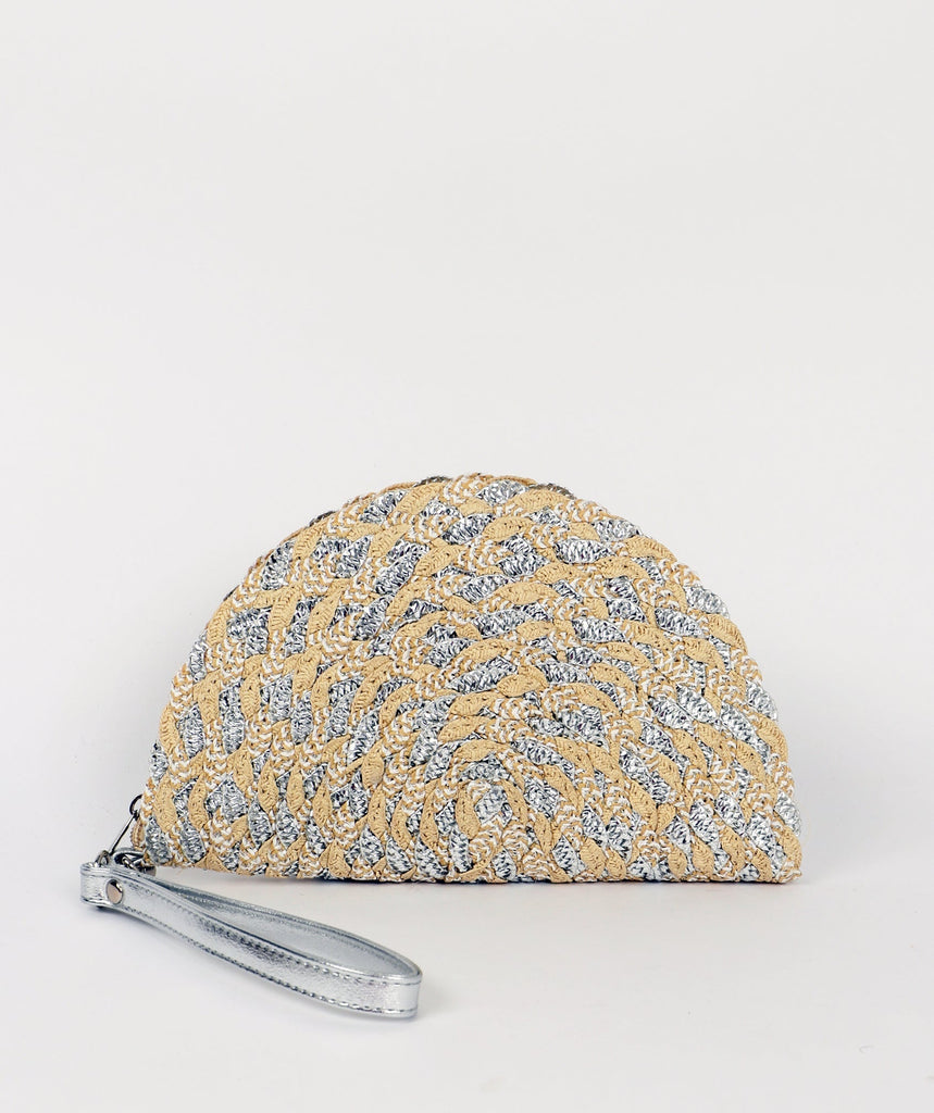 Silver Straw Summer Clutch Bag