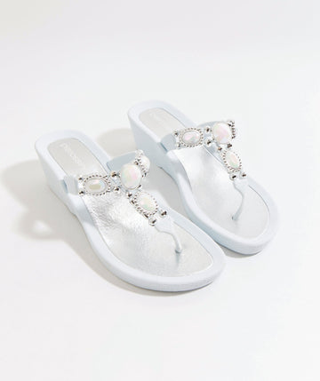 Women`s Wedge Heel Sandals - White
