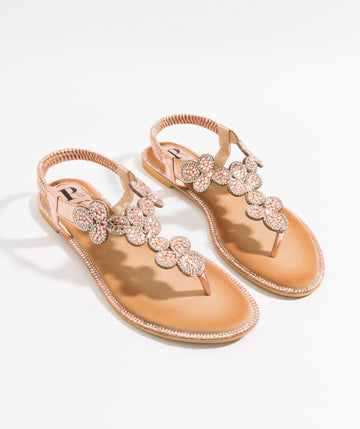Women`s Toe Post Sandals - Rose Gold