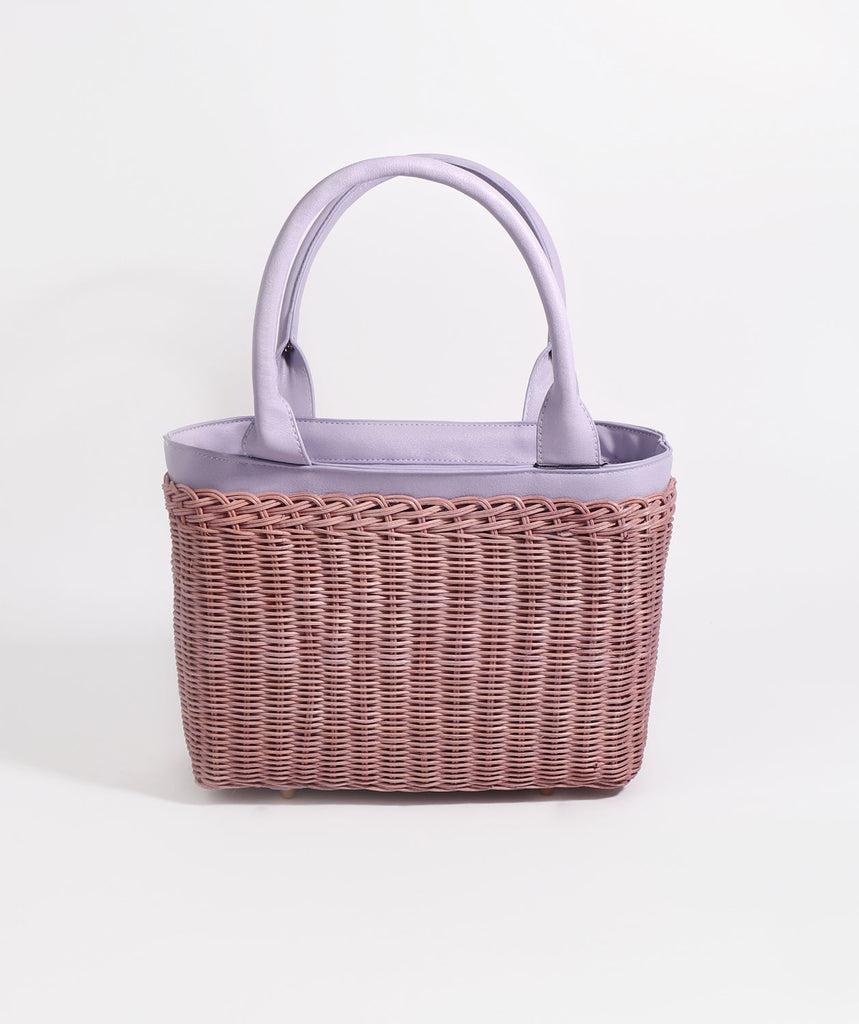 Lilac Rattan Woven Bag