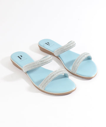 Women`s Rhinestone Summer Sandals - Blue