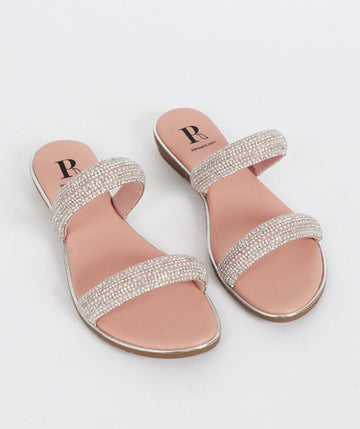 Women`s Rhinestone Summer Sandals - Pink