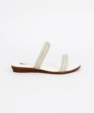 Women`s Rhinestone Summer Sandals - White