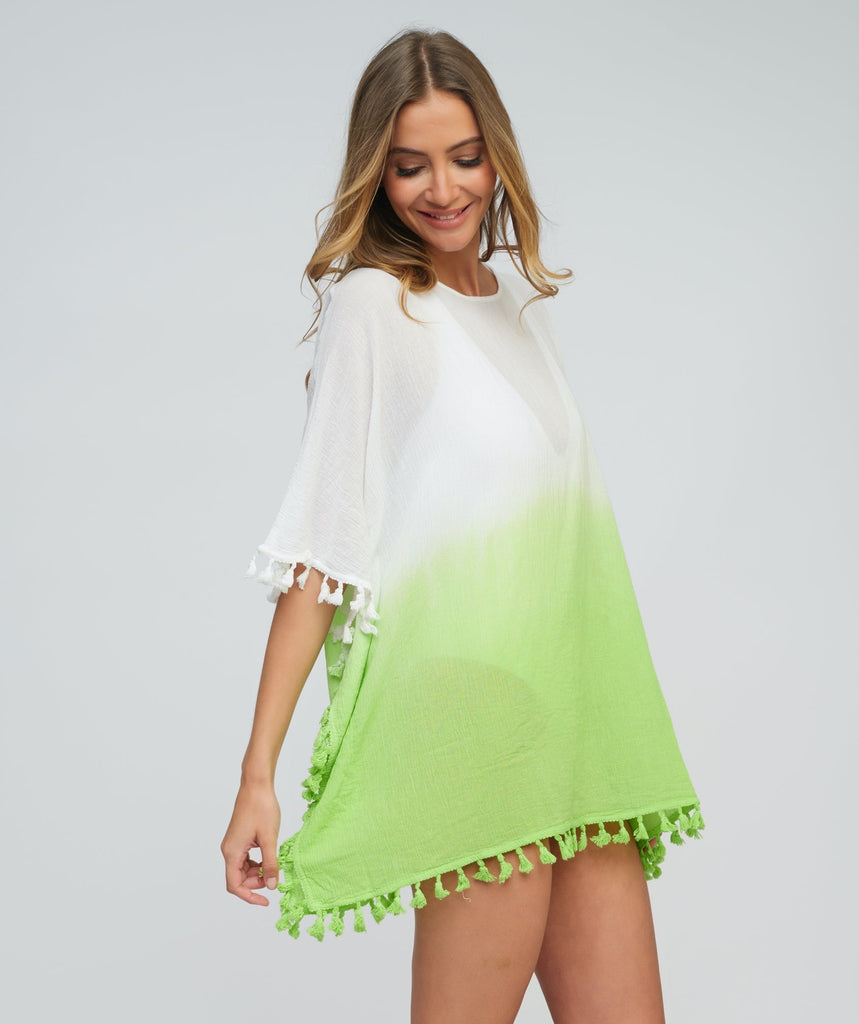 Lime Tie Dye OmbrÃƒÂ© Coverup with Pullover Design